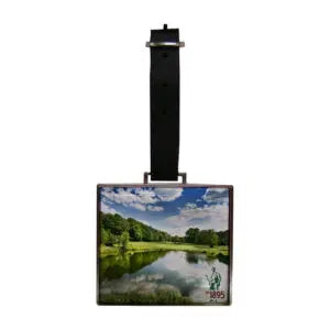 Rectangle Metal Bag Tag with Domed Logo